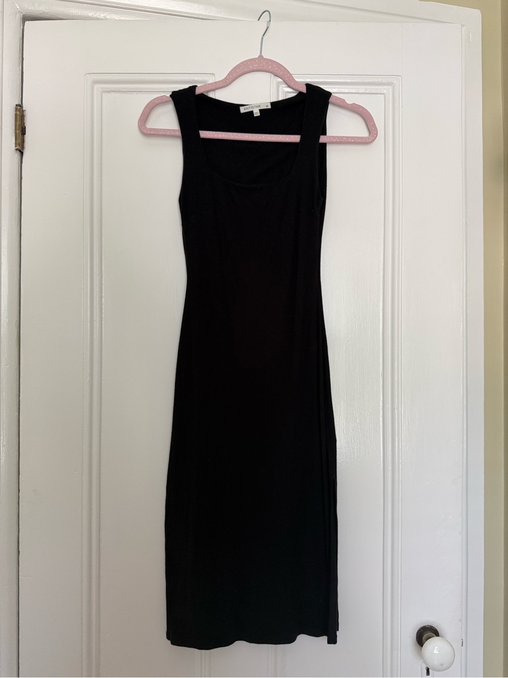 Black Square Neck Midi Dress